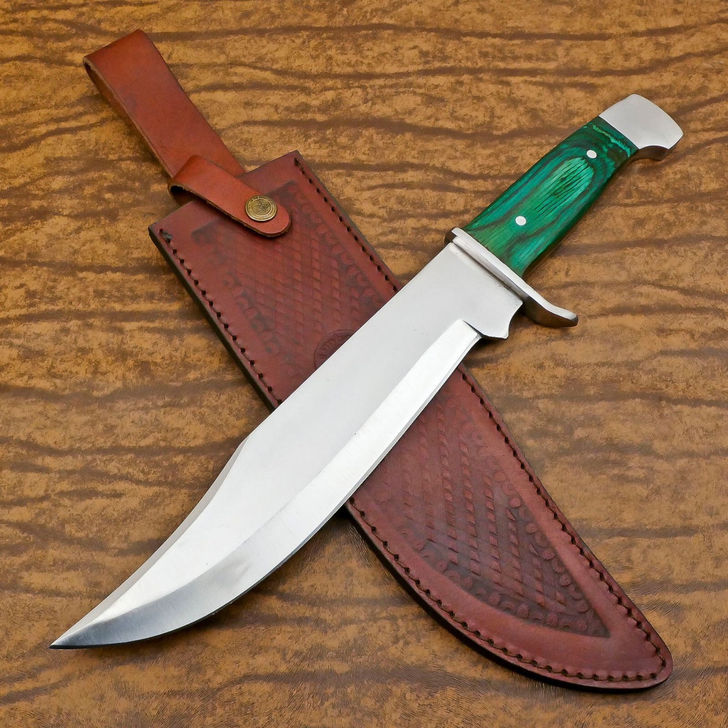 Hand-Forged D2 Bowie Knife | 12-Inch Blade with Pakka Wood Handle