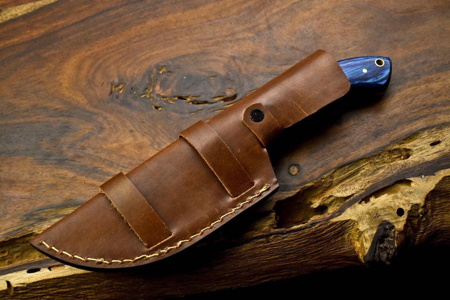 10.0" Custom Handmade Damascus Blade Tracker Full Tang Knife | Hardwood Handle
