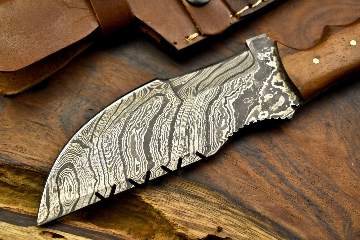10.0" Custom Handmade Damascus Blade Tracker Full Tang Knife | Hardwood Handle