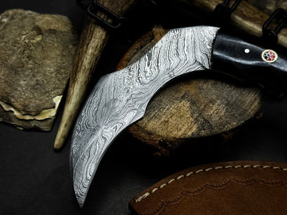 Handmade Damascus Karambit Knife Best Karambit With Resin Handle and Sheath