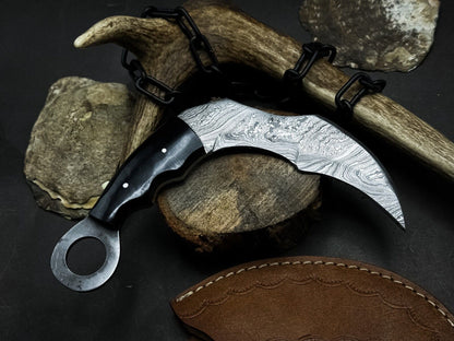 Handmade Damascus Karambit Knife Best Karambit With Resin Handle and Sheath