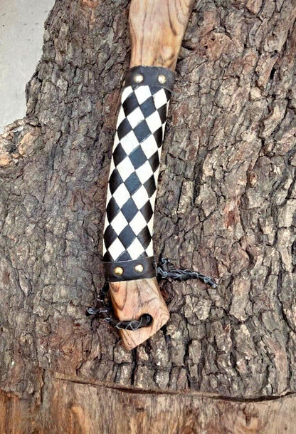 Custom Handmade Viking Axe with Etched Carbon Steel Blade and Wooden Handle for Bushcraft and Camping