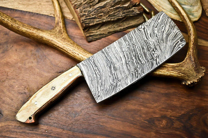 Custom Handmade Damascus Blade Chef Chopper Knife – 384 Layer Forged Steel