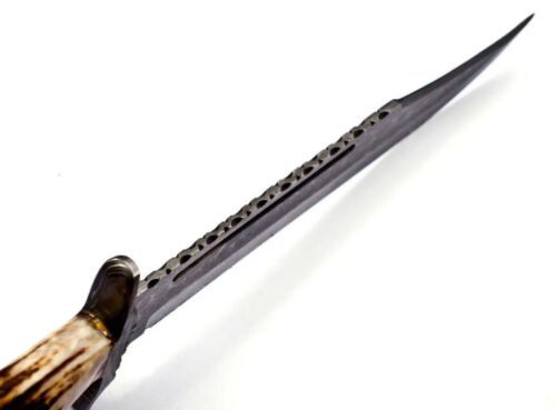 15 Inch Handmade D2 Steel Bowie Hunting Knife with Stag Stag Handle by Heritage Forge