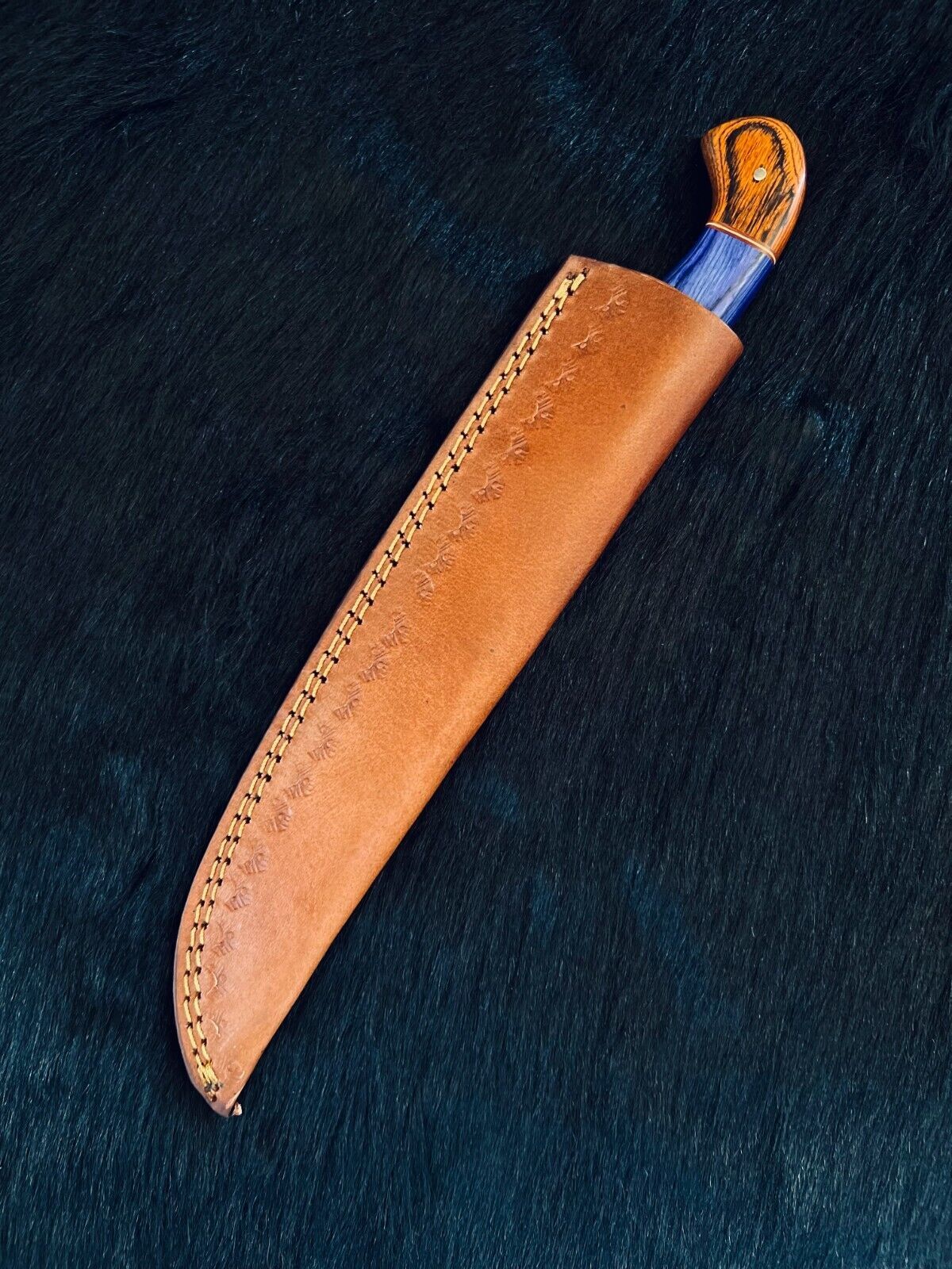 12.5" Custom Handmade Damascus Fillet Knife Fire Damascus Steel Fillet Knife W/Sheath