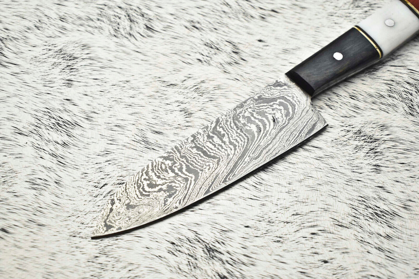 Cutlery Salvation Handmade Damascus Steel Full Tang Kitchen Chef Knife – 10" Blade, Oil Tempered 58-60 HRC
