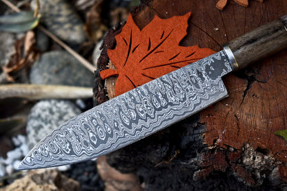 12.0" Custom Handmade Damascus Blade Kitchen Rat Tail Chef Knife – Artisan Forge