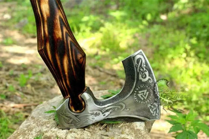 Custom Hand Forged Carbon Steel Viking Axe Tomahawk Throwing Valhalla Axe with Ashwood Handle and Leather Sheath