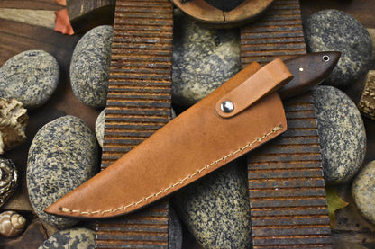Handmade 8 Inch Damascus Skinner Knife with Twist Pattern Blade and Walnut Wood Handle – Custom Hunting Skinner Knife