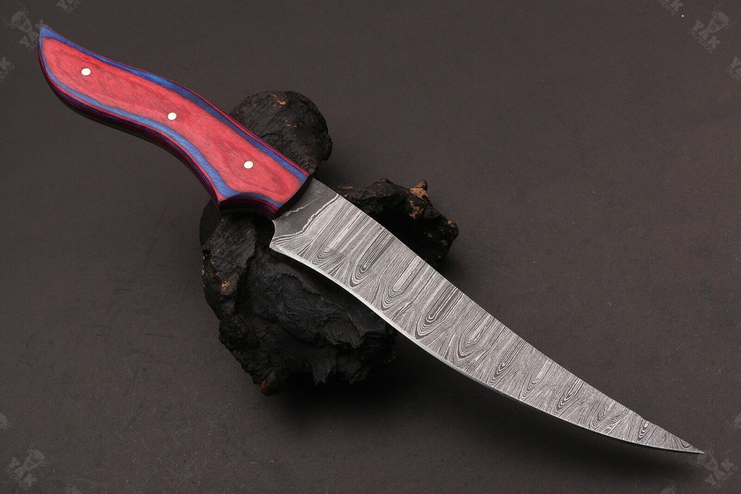 12" Custom Hand Forged Twist Damascus Steel Fillet Knife & Best Fillet Knife W/Sheath
