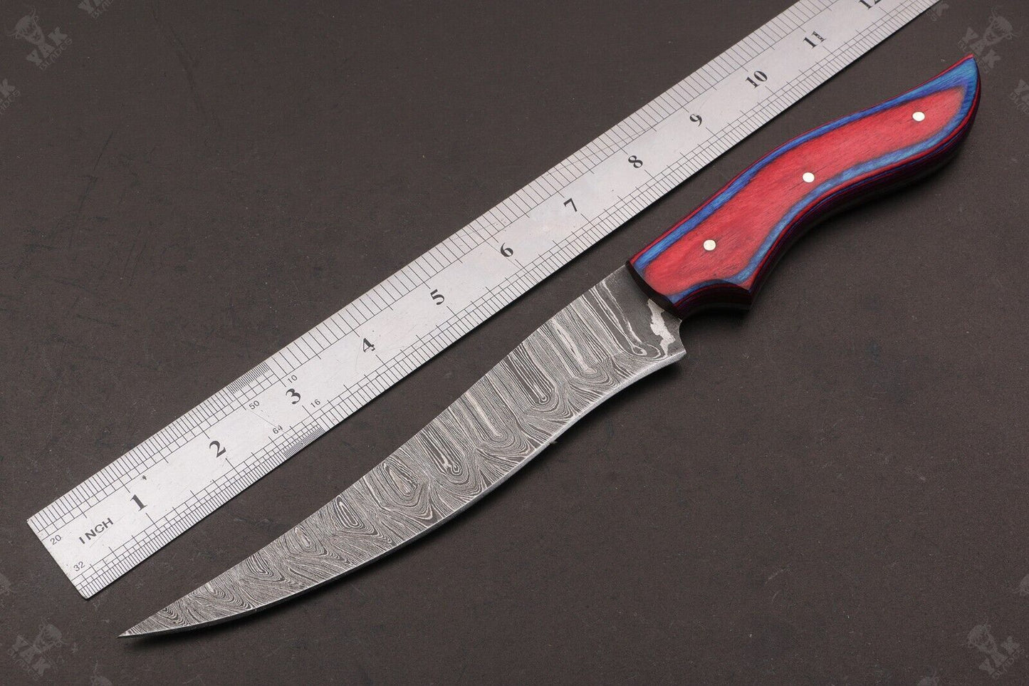 12" Custom Hand Forged Twist Damascus Steel Fillet Knife & Best Fillet Knife W/Sheath
