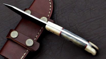 Handmade D2 Tool Steel Skinner Knife – Full Tang Hunting & EDC with Leather Sheath