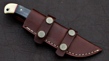 Handmade D2 Tool Steel Skinner Knife – Full Tang Hunting & EDC with Leather Sheath