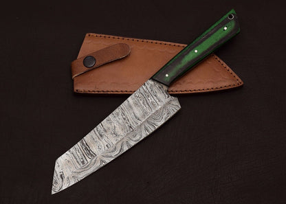 Custom Forged Damascus Steel 13" Chef Knife | Outdoor Hunting & Survival Pakka Handle