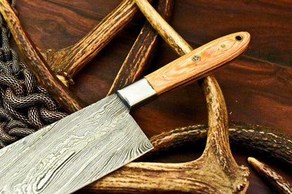 Handmade Damascus Steel Chef Kitchen Full Tang Chopper Knife | Olive Wood Handle