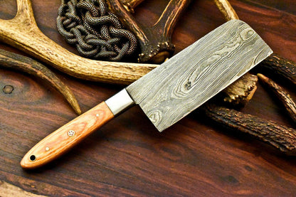 Handmade Damascus Steel Chef Kitchen Full Tang Chopper Knife | Olive Wood Handle