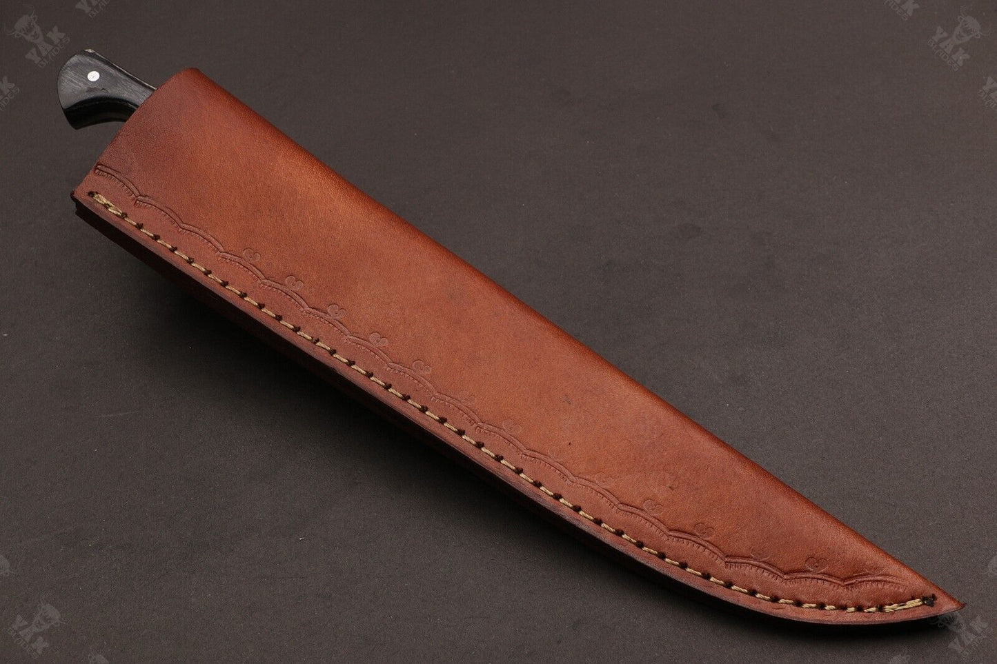 12" Custom Hand Forged Damascus Fillet Knife Damascus Steel Fillet Knife With Leather Sheath