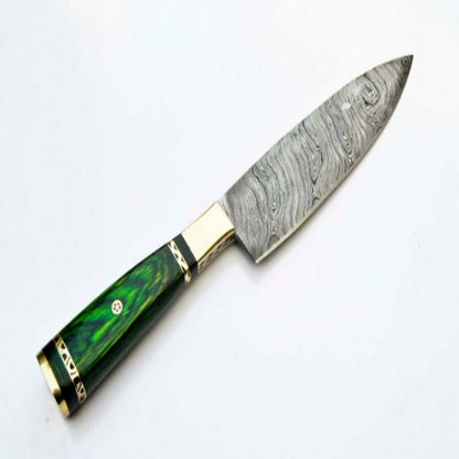 13" Handmade Damascus Steel Kitchen Chef Knife – Oak Wood Handle with Leather Sheath for Cooking, Camping & Hunting