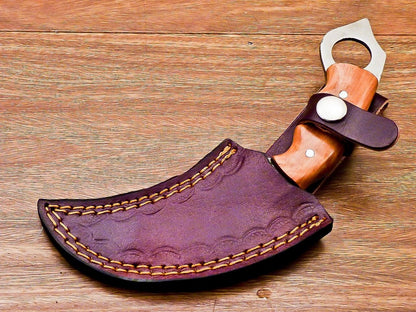 Damascus Karambit Knife Karambit Damascus Steel Hunting Knife with Hardwood Handle