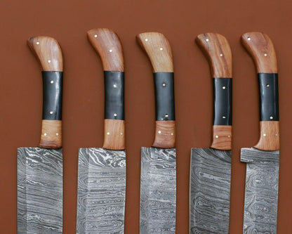 Kitchen Knife Set (5-Piece) – Chef Knives with Wood & Horn Handles
