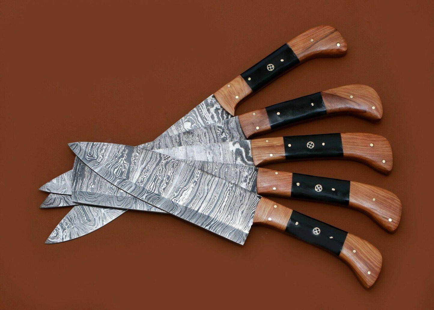 Kitchen Knife Set (5-Piece) – Chef Knives with Wood & Horn Handles