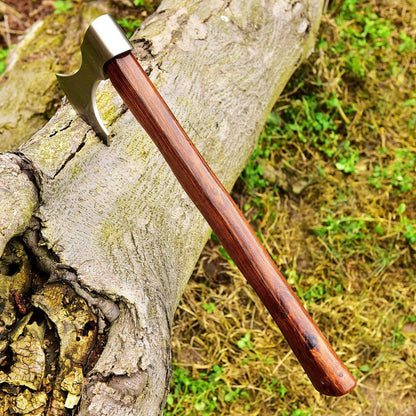Hand Forged 18 Inch Viking Axe 1095 Carbon Steel Blade with Ash Wood Handle and Leather Sheath