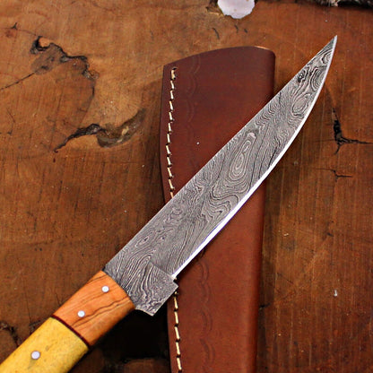 11" Custom Fillet Knife Handmade Damascus Fillet Knife with Bone Handle