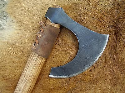 Hand Forged Viking Medieval Bearded Axe with Hardened Edge and Bushcraft Use