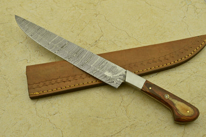 Custom Handmade Forged Damascus Steel Chef Kitchen Knife with Pakka Wood Handle – 13" Professional Chef Knife