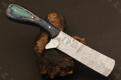 9" Handmade Damascus Steel Bull Cutter Knife Custom Cowboy Bull Knife with Wood Handle