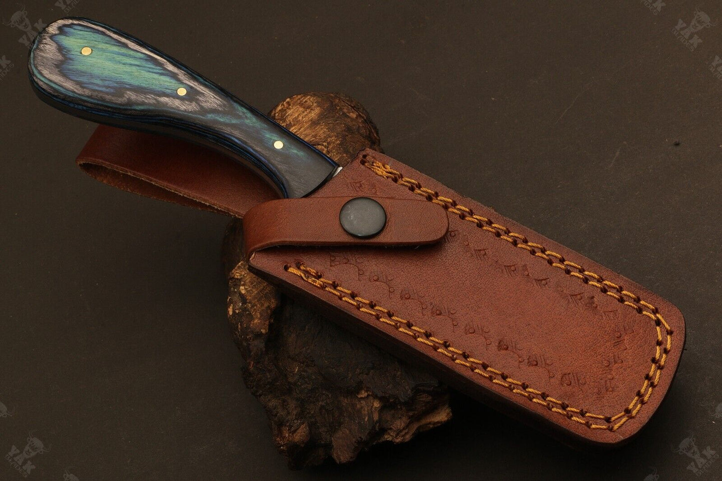 9" Handmade Damascus Steel Bull Cutter Knife Custom Cowboy Bull Knife with Wood Handle