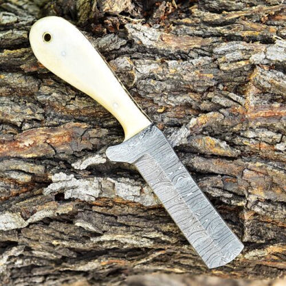 Custom Hand Forged Damascus Steel Bull Cutter Knife 8" Hunting Knife with Bone Handle
