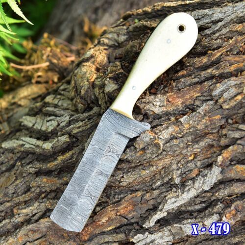 Custom Hand Forged Damascus Steel Bull Cutter Knife 8" Hunting Knife with Bone Handle