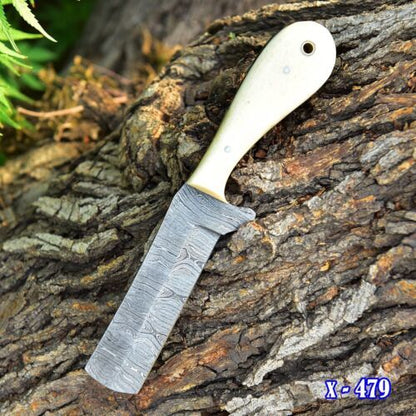 Custom Hand Forged Damascus Steel Bull Cutter Knife 8" Hunting Knife with Bone Handle