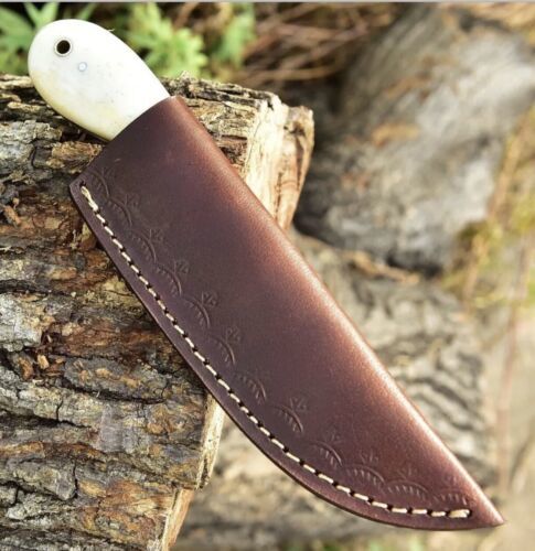 Custom Hand Forged Damascus Steel Bull Cutter Knife 8" Hunting Knife with Bone Handle