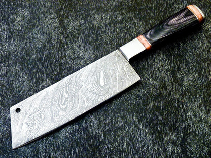 12" Professional Kitchen Chef Chopper Knife – Handmade Damascus Steel Blade with Camel Bone Handle, 7" Blade, 512 Layers