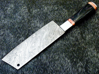 12" Professional Kitchen Chef Chopper Knife – Handmade Damascus Steel Blade with Camel Bone Handle, 7" Blade, 512 Layers