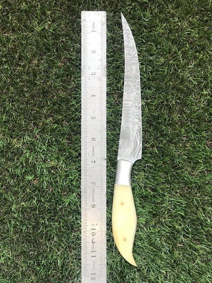 11.5" Custom Handmade Twist Damascus Steel Fillet Knife Damascus Fillet Knife With Sheath