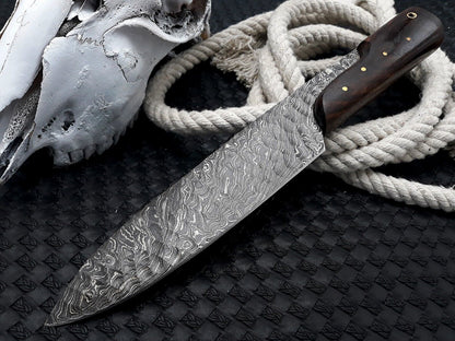 Custom Handmade Forged Damascus Steel Kitchen Chef Knife Camping Hunting Knife