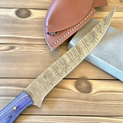 Handmade Fillet Knife & Damascus Steel Fillet Knife 12" Precision Kitchen Knife