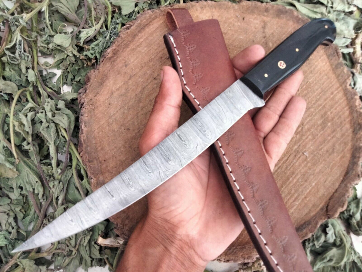 Custom Handmade Damascus Fillet Knife Damascus Steel Knife With Resin Handle
