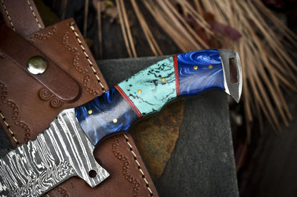 12.5" Handmade Damascus Tracker Knife – Twist Pattern Blade, Micarta Handle, Hunting & Bushcraft