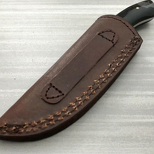 7" Full Tang Hunting Skinner Knife Stainless Steel Blade Buffalo Horn & Stag Handle with Leather Sheath