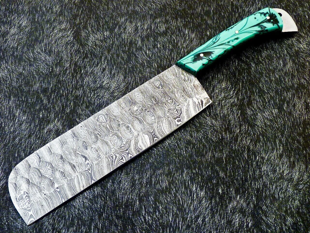 12" Professional Kitchen Chef Chopper Knife – Handmade Damascus Steel Blade with Resin Handle