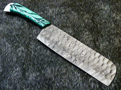 12" Professional Kitchen Chef Chopper Knife – Handmade Damascus Steel Blade with Resin Handle
