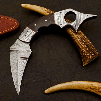Damascus Karambit Knife Best Karambit Damascus Steel Fixed Blade with Sheath
