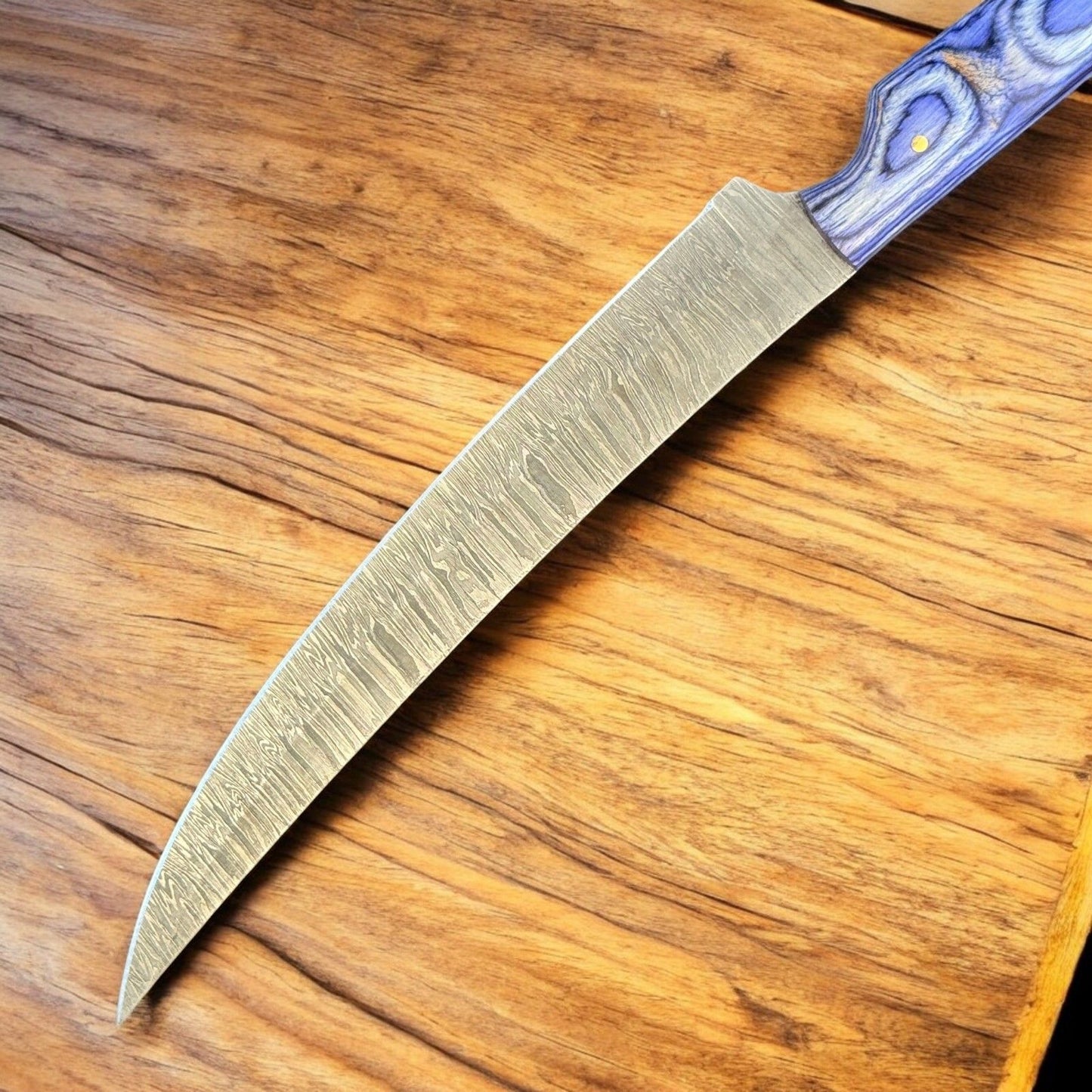Handmade Kitchen Knife 12” Damascus Fillet Knife & Wood Handle W/Sheath