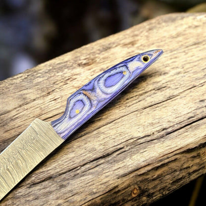 Handmade Kitchen Knife 12” Damascus Fillet Knife & Wood Handle W/Sheath