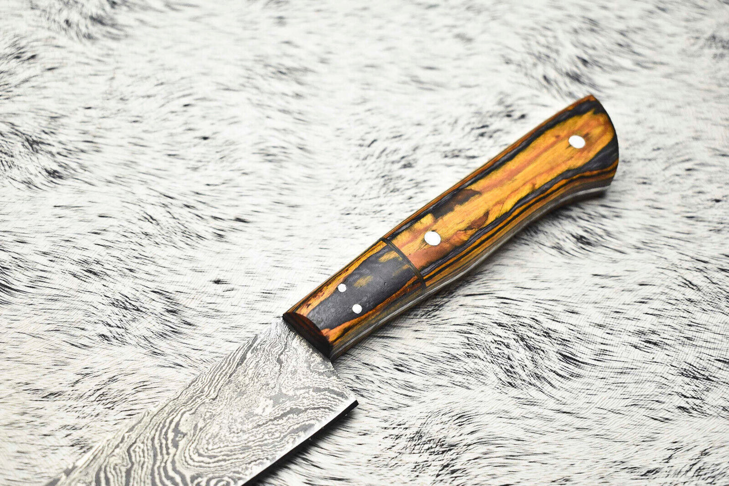 Fine Custom Handmade Damascus Steel Chef Knife – 10" Full Tang Sport Knife with Leather Sheath