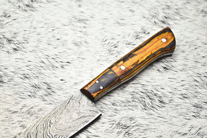 Fine Custom Handmade Damascus Steel Chef Knife – 10" Full Tang Sport Knife with Leather Sheath